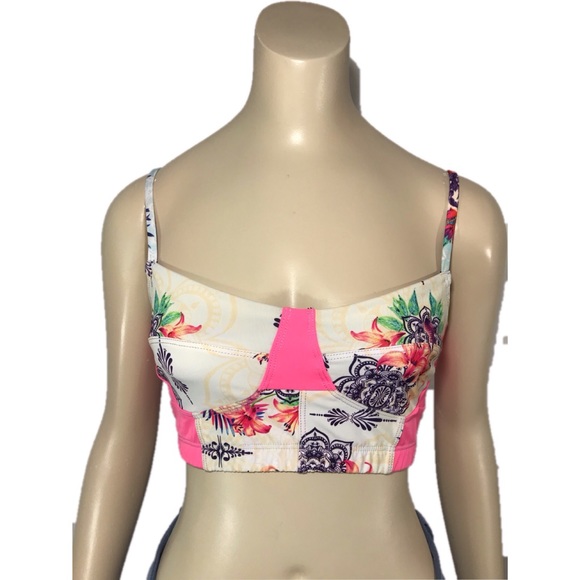 Onzie Other - Onzie bustier bra top hot pink floral sz M/L